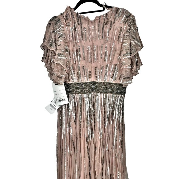 Mac Duggal Embellished Full Length Layered Sleeve Gown Dress Rose Pink SZ 8 NWT - Picture 10 of 13